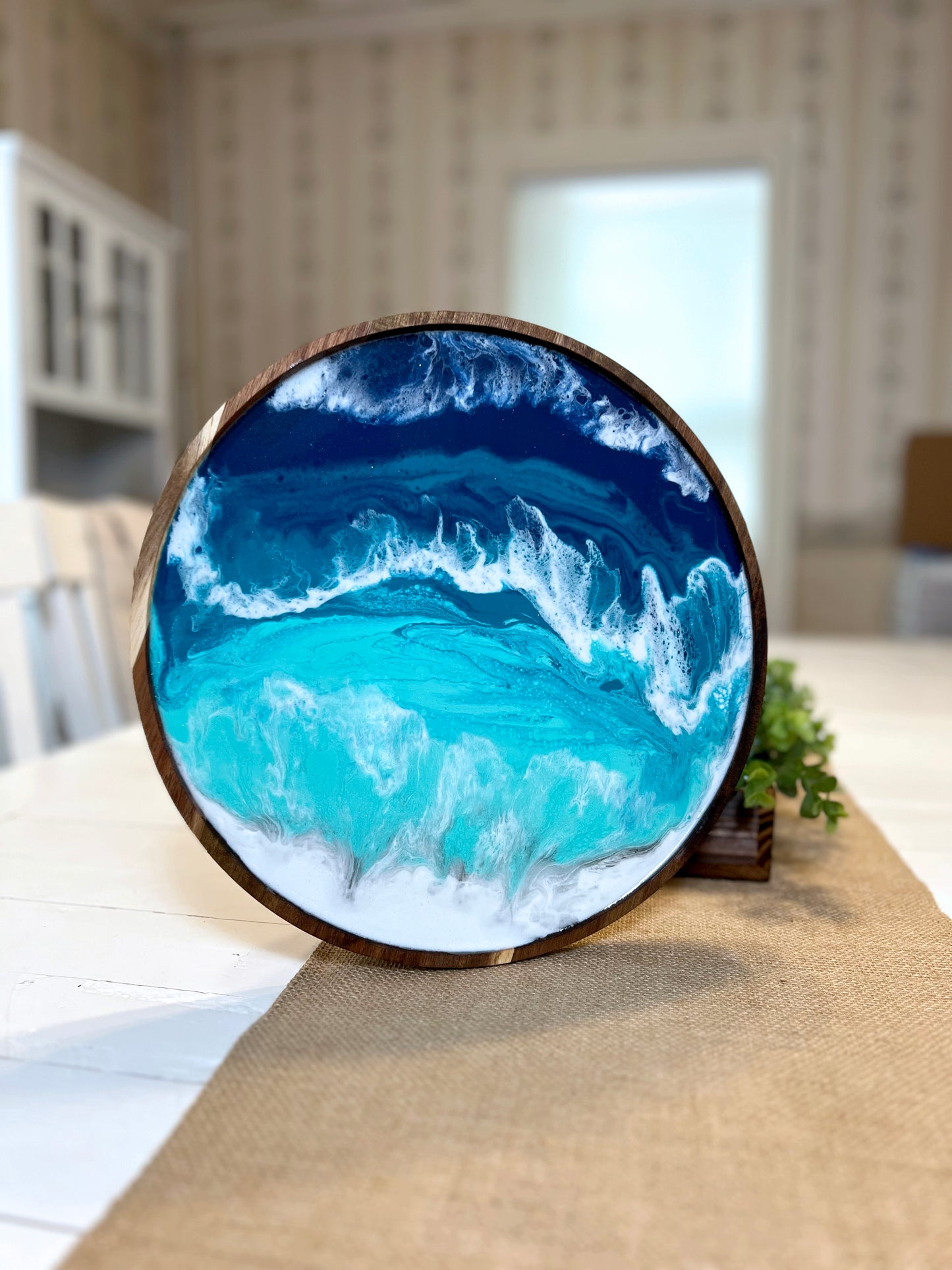 Ocean Waves Round Tray 12"