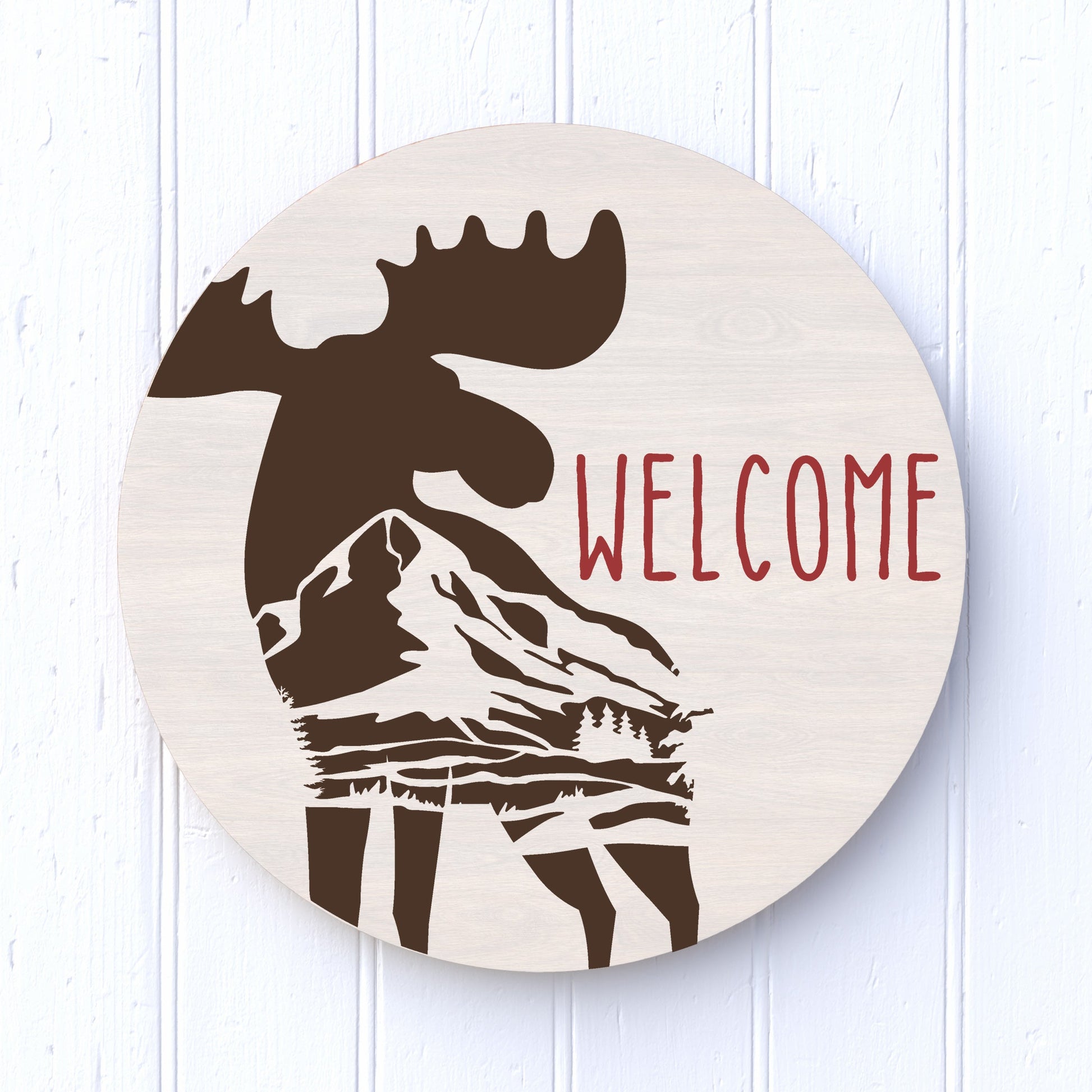 12" Round Welcome Moose