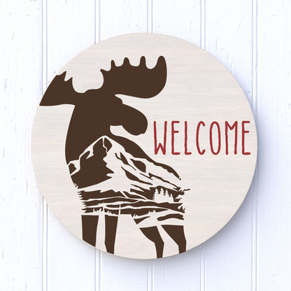 12" Round Welcome Moose
