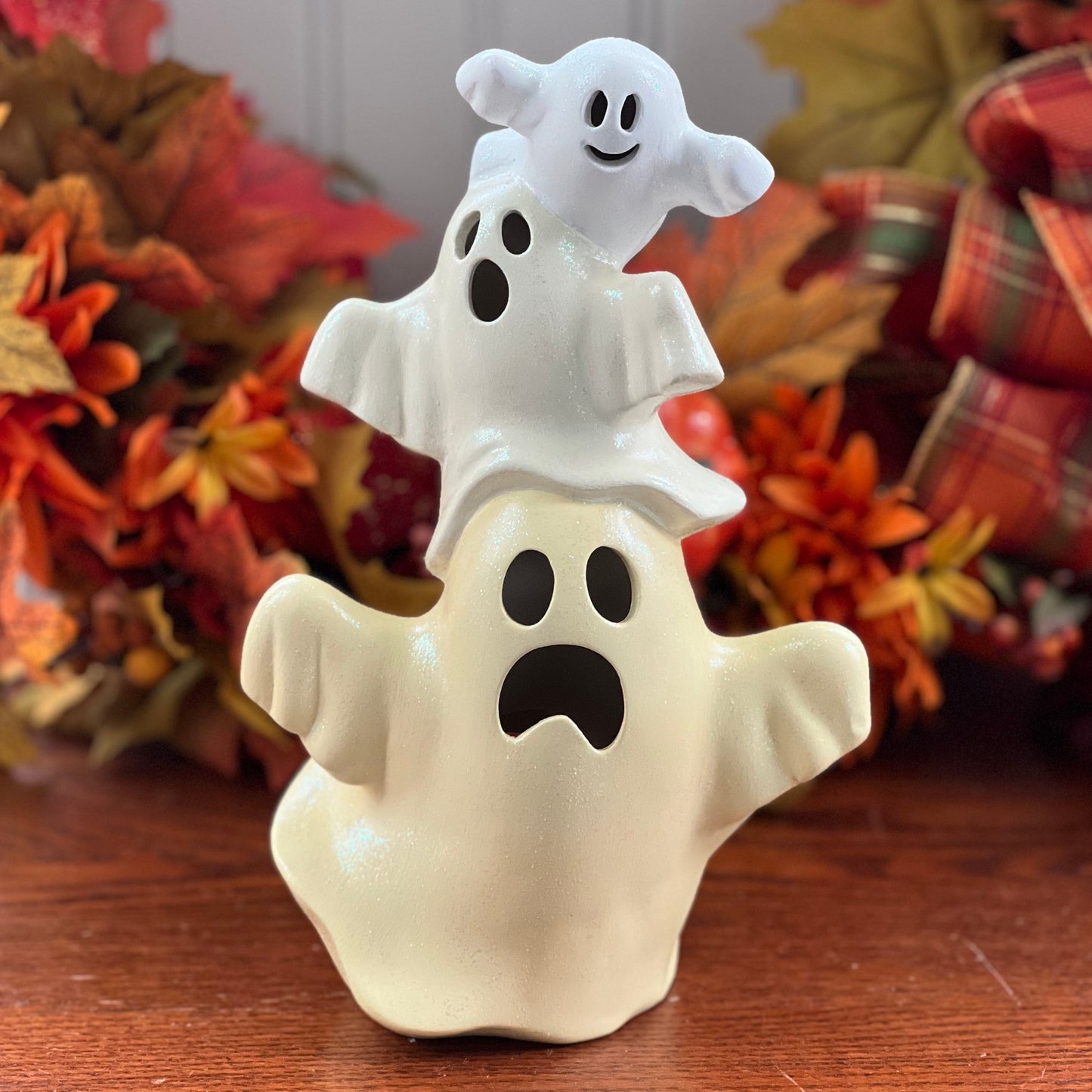 Ceramic Light Up White Ombre Trio Ghost Stack