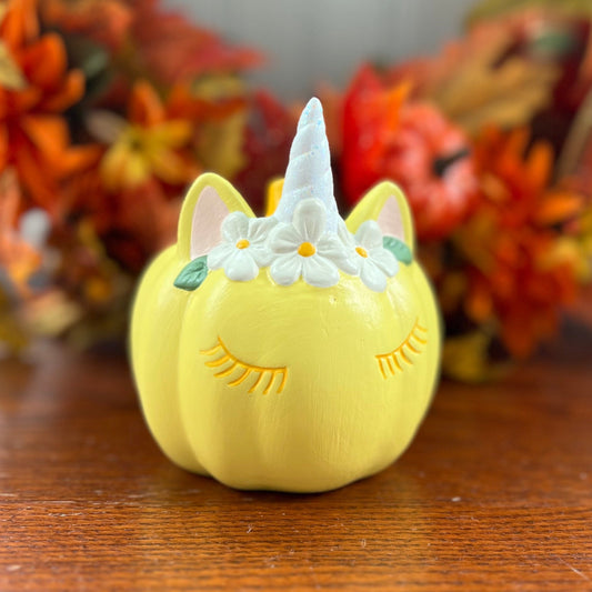 Ceramic Yellow Unicorn Pumpkin